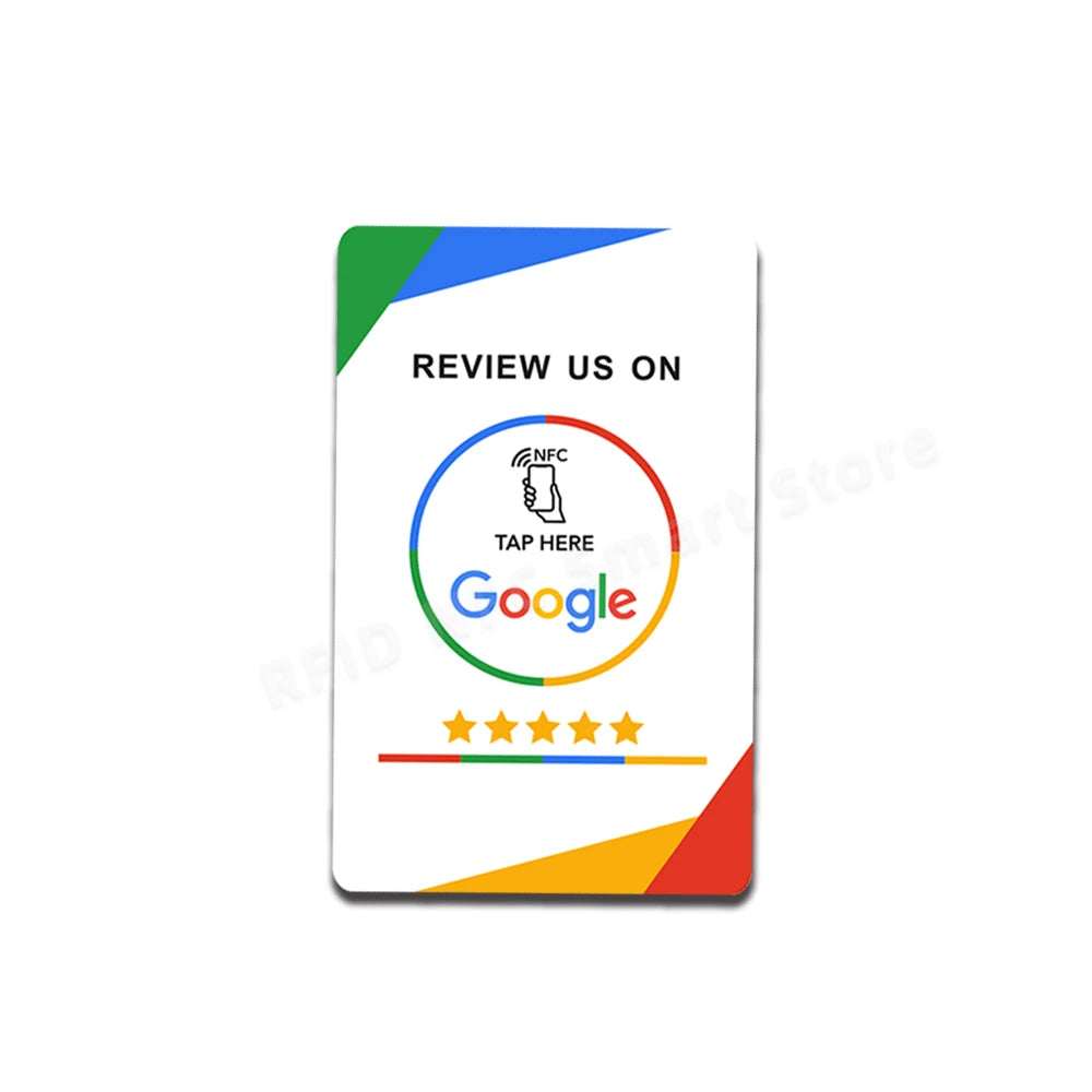 nfc tag 13.56Mhz Programmable Google Review Card NFC station table NFC Google Reviews display bending card standing bracket