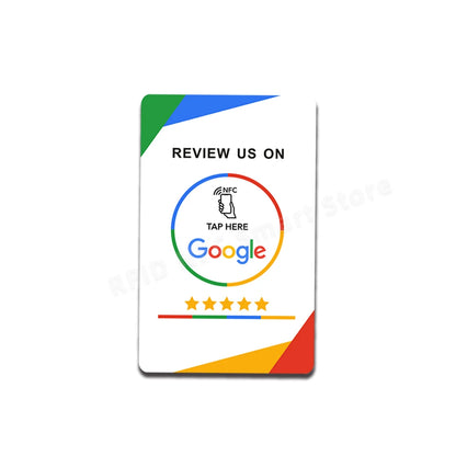 nfc tag 13.56Mhz Programmable Google Review Card NFC station table NFC Google Reviews display bending card standing bracket