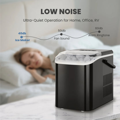 JHK Portable Kitchen Ice Machine Countertop Ice Maker with Handle 9 Bullet Ice Cubes Ready in 6 Mins Self-Cleaning Quiet Compact Ice Maker for Home Camping