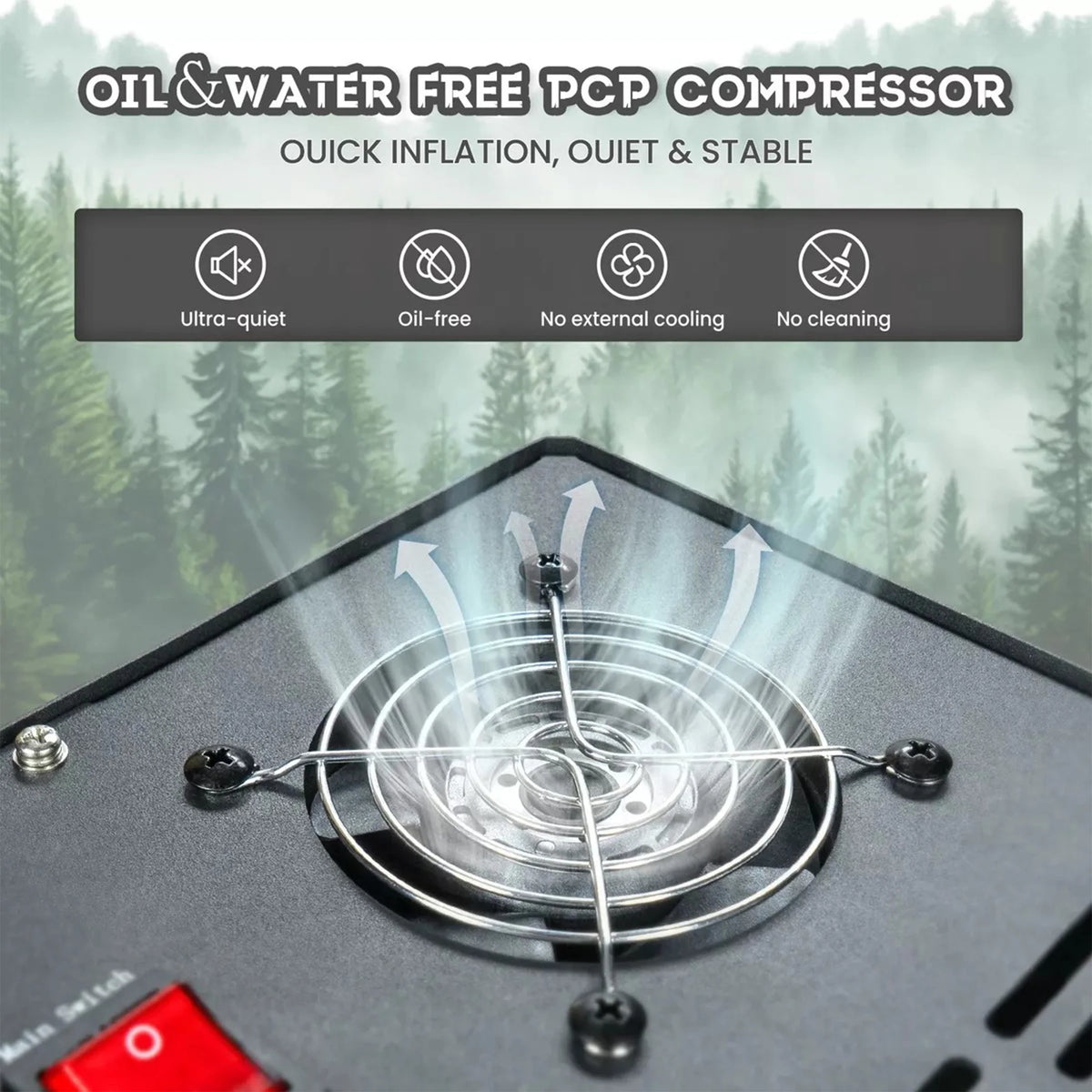 TUXING 4500Psi 300Bar PCP Air Compressor 800W Dual-Cylinder High Pressure Diving Compressor Auto Stop PCP Rifle Scuba Tank
