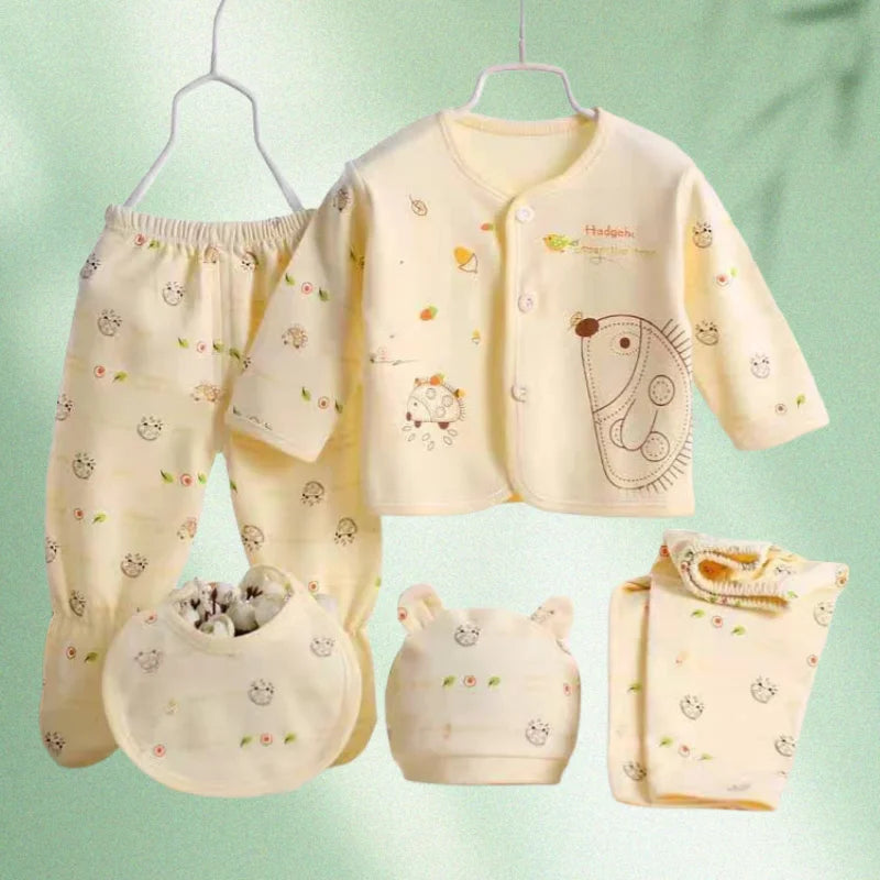 5 Pcs/set Newborn Baby 0-3 Month Clothing Set Babies T-Shirt Pants Hat Boy Girl Clothes Cotton Set