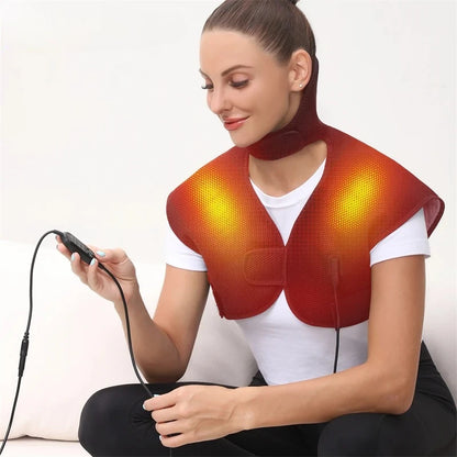 Electric Heated Vest Massage Shawl - 3-Level Heat Timer - Shoulder Back Muscle Relax Joint Comfort Winter Warmth Elderly Care