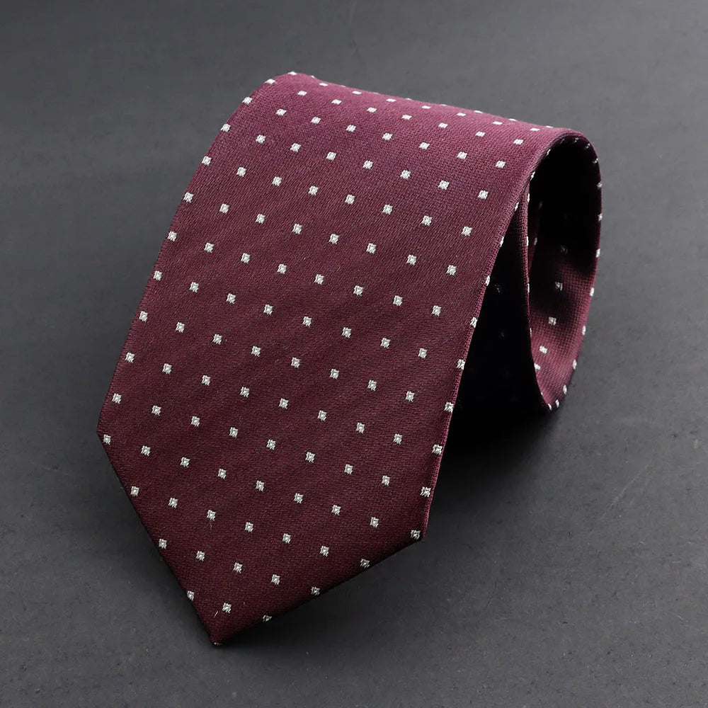 100% Silk Tie 8cm Stripe Slim Necktie Navy Blue Burgundy High Quality For Men Business Meeting Suit Dress Gravatas