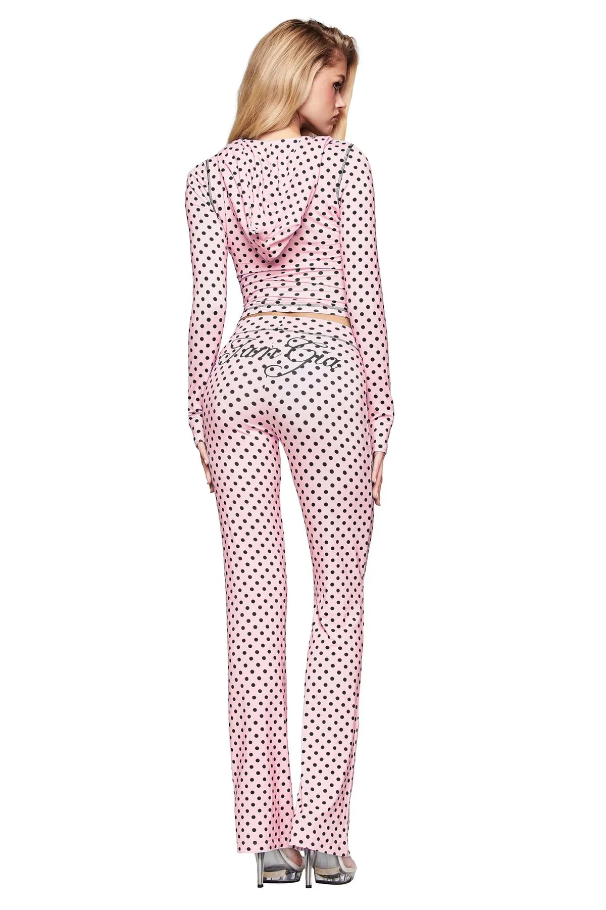 Gia Straight Shoulder Slim Letter Print Slim Hooded Zipper Short Jacket Sports Casual Pants Set