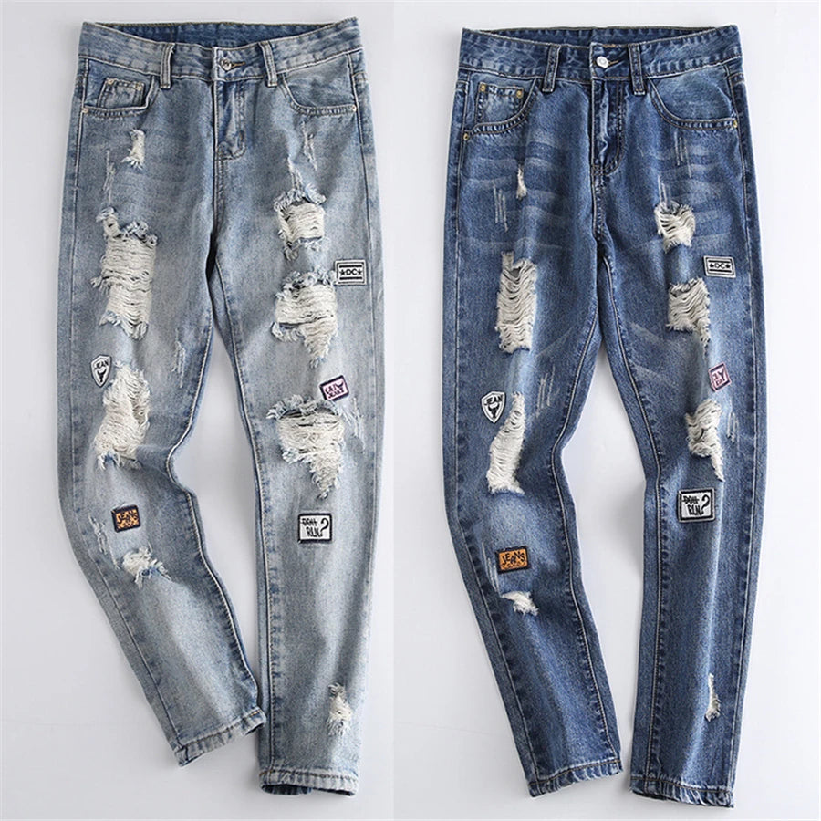 Professional  Rough Style Jeans Fashionable Custom Logo  Suitable Causal Wear