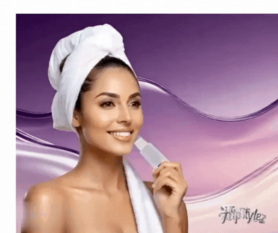 Ultrasonic Skin Scrubber: Face Cleanser for Blackhead and Acne Removal Experience a facial spa treatment  vibrating massager, featuring ultrasound peeling technology for effective cleansing. Model 394.