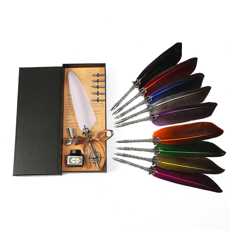 Gift Box Retro Metal Dip Pen