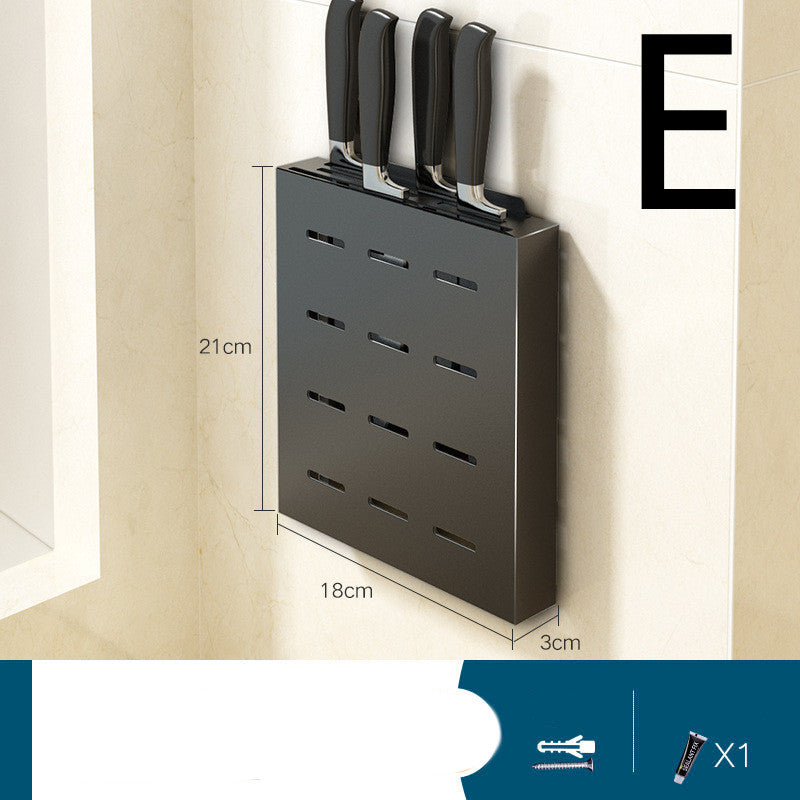 Perforation-free Wall-mounted Knife Storage Rack For Kitchen