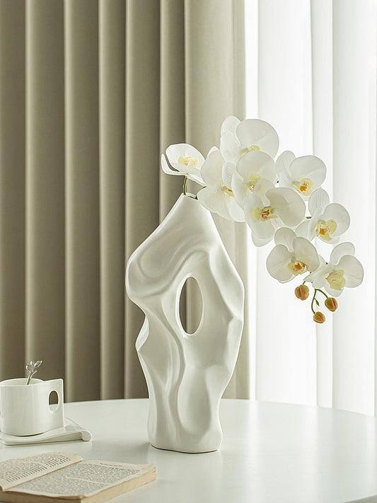Vase Decoration Living Room Flower Arrangement Ceramic White Art Sculpture Decoration