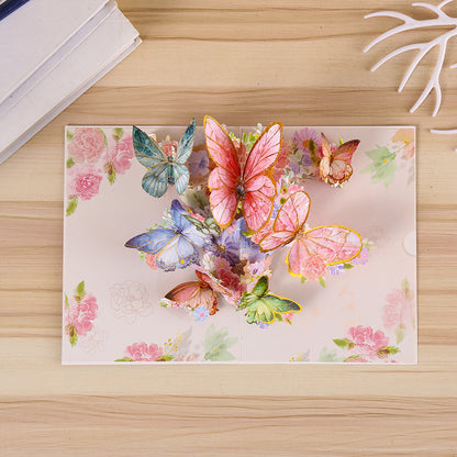 Greeting Card Creative 3D Card Folding Pansy Stereoscopic Greeting Cards