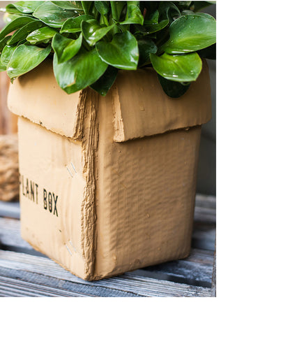 Cement Brown Paper Box Flowerpot Creative Planting Indoor Balcony
