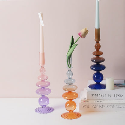Creative Minimalist Glass Candlestick Vase Artifacts