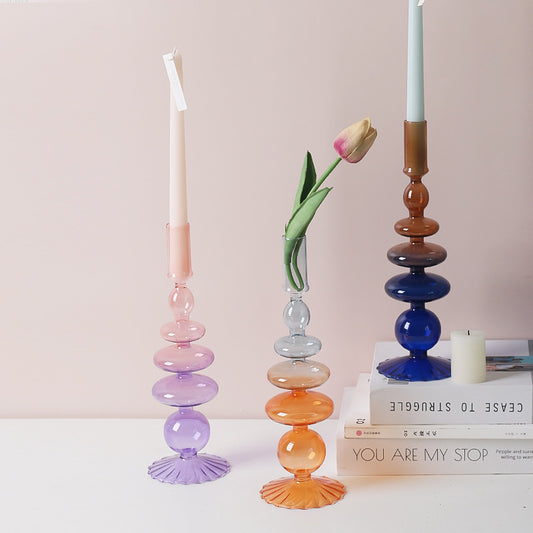 Creative Minimalist Glass Candlestick Vase Artifacts