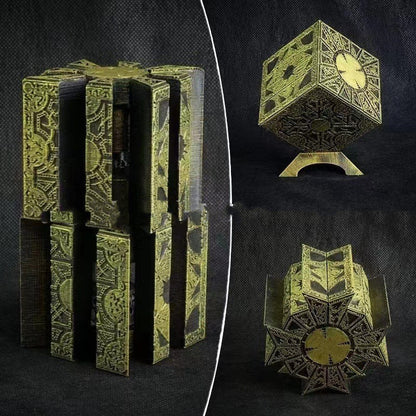 Aether-Lock Enigma Cube: Antique Gold Filigree Mechanical Puzzle Box | Intricate Gothic 3D Logic Brain Teaser & Occult Horror Prop Replica