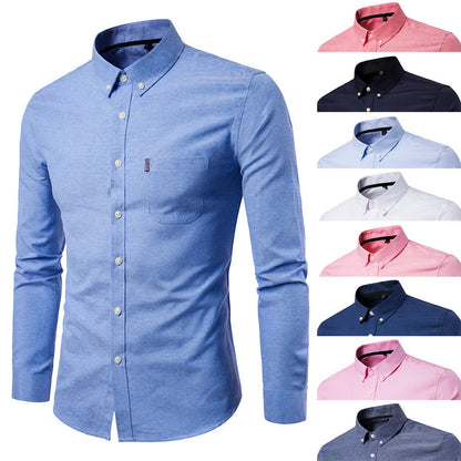 NAVY BLUE  New All Season Plus Size Oxford Shirt Men's long sleeve Shirt