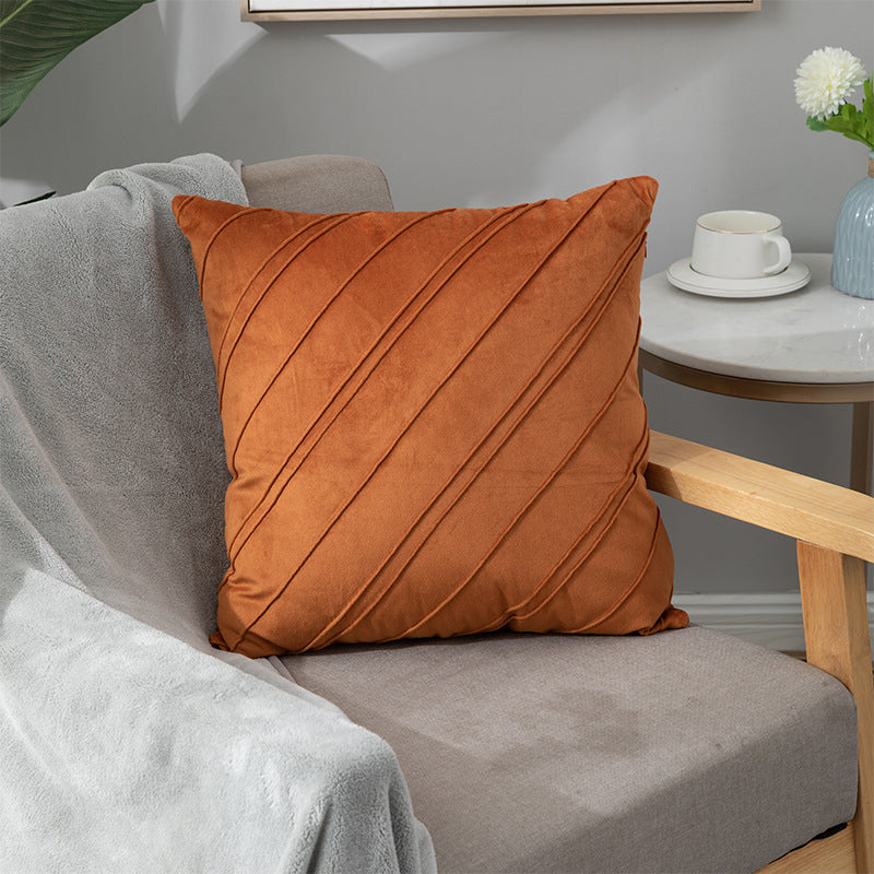 Pure Color Velvet Plaid Pillowcase Home Sofa Bedside Pillow Short Plush Cushion