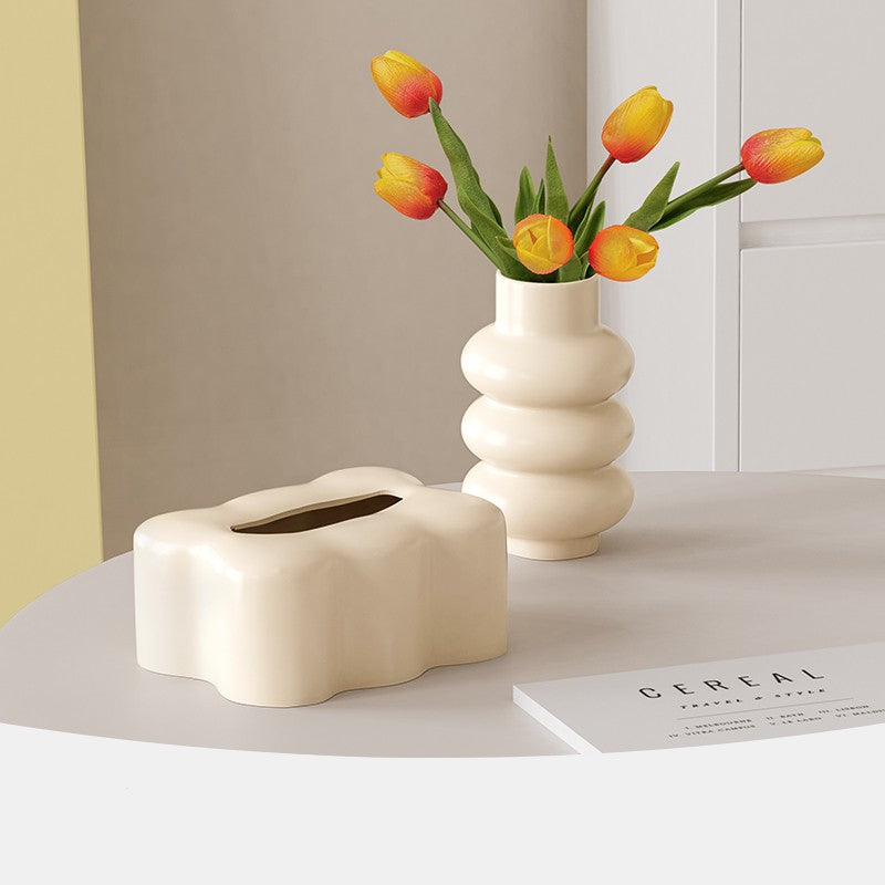 Creative Living Room Table End Table Storage Ceramic Extractor Box