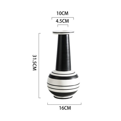 Simple Ceramic Vase Creative Hand-painted Black And White Striped Ornaments
