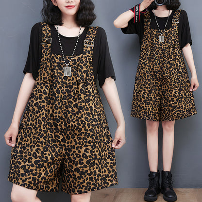 Plus Size Women's New Leopard Print Overalls Women