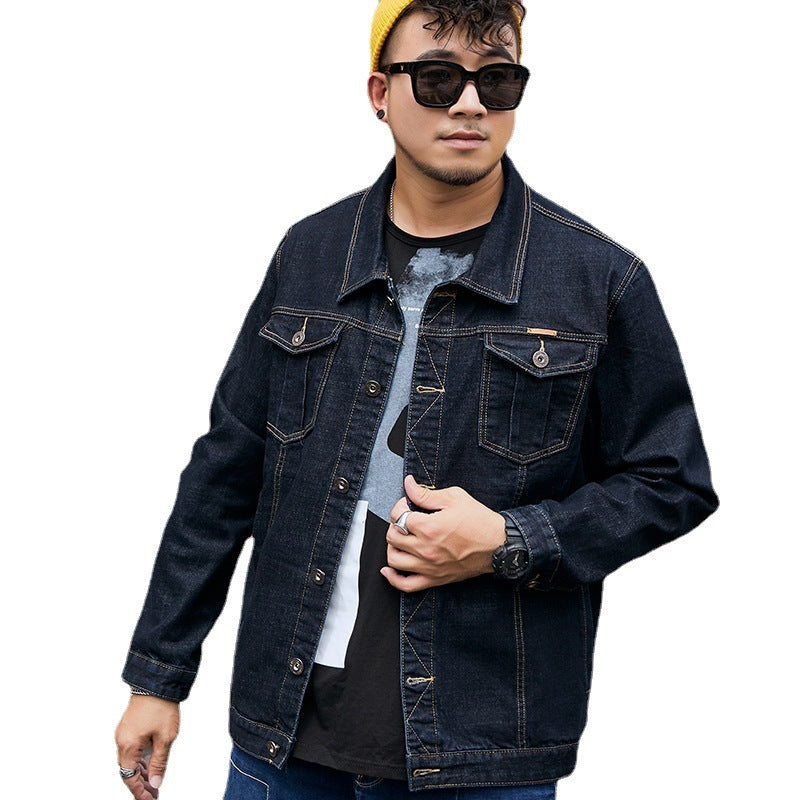 Plus Size Men's Trendy Brand Slim Denim Jacket Plus Fat