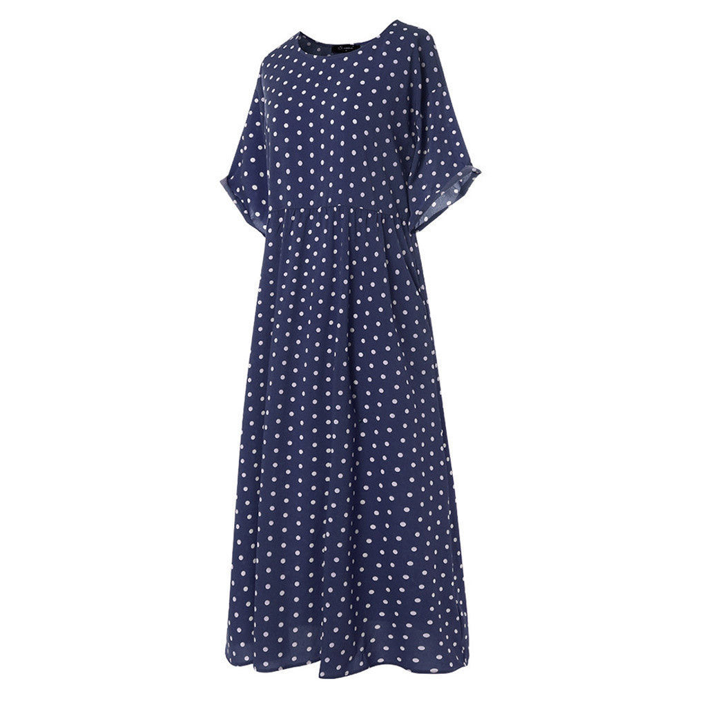 Polka Dot Print Short Sleeve Plus Size Dress