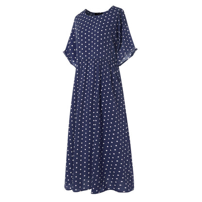 Polka Dot Print Short Sleeve Plus Size Dress