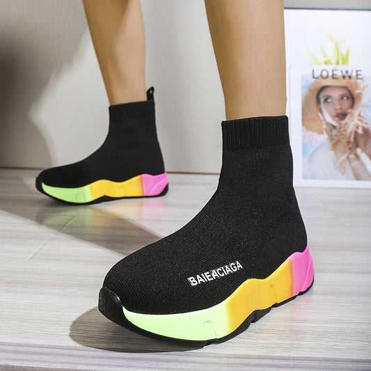 Black Sock Boots For Women Platform Shoes - FLIPSTYLEZLLC