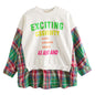 Two-piece Top American Style Plaid Stitching Sweater