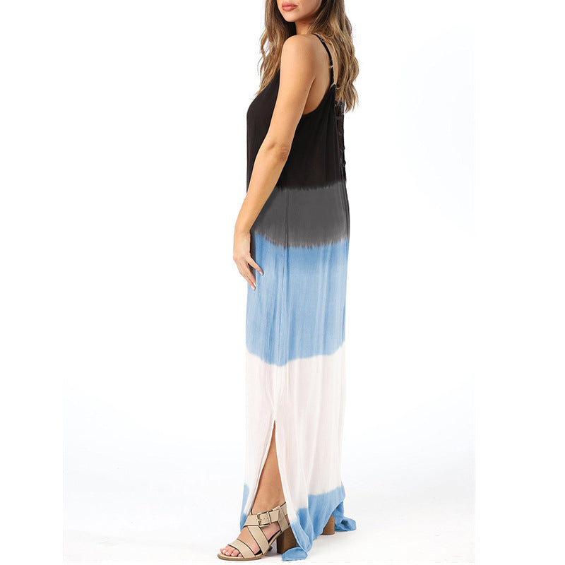 2 Summer Strap Women's Printed Loose Split Vest Dress