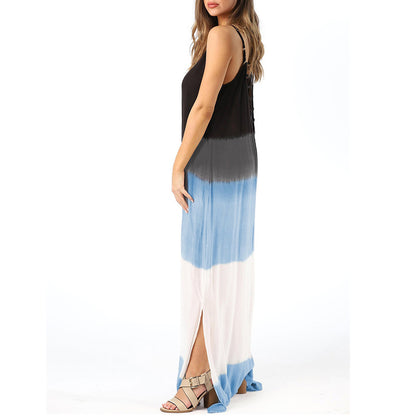 2 Summer Strap Women's Printed Loose Split Vest Dress