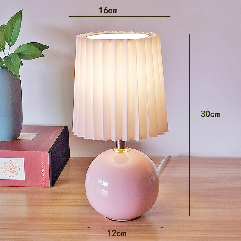 Ceramic White Pleated Milkshake Small Table Lamp