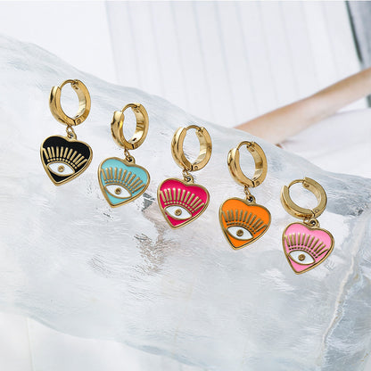 Fashion Personalized Dripping New Female With Hearts Eye Earrings