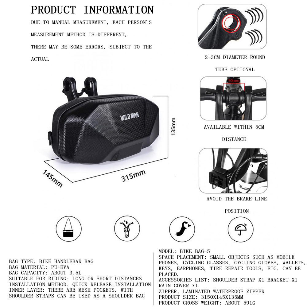 Bicycle Handle EVA Hard Shell Electric Scooter Bag