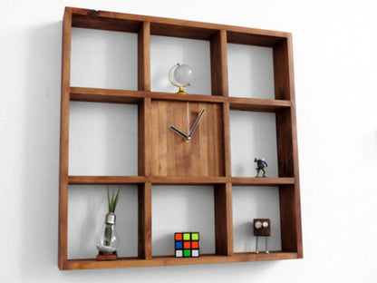 Creative Square Wooden Wall Clock Storage Box Clock