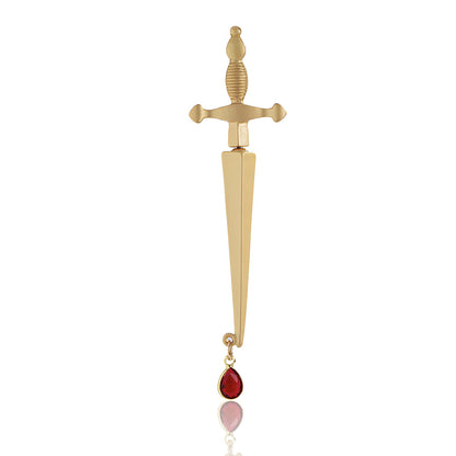 Long Sword Hilt Earrings Red Drop Cross Earrings