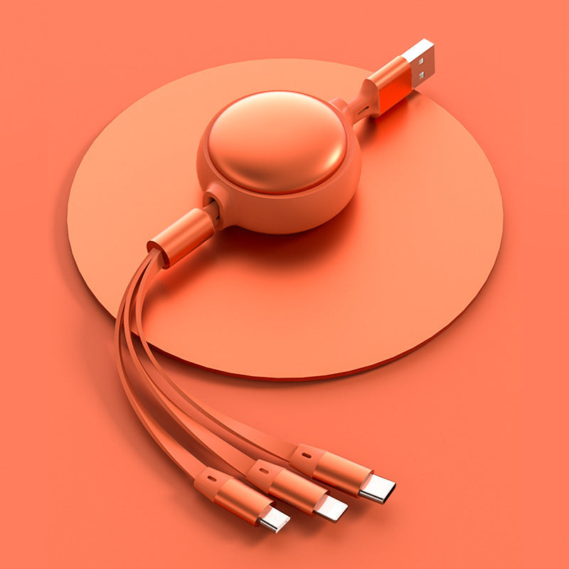 The Data Cable Is Suitable For Apple Android Type-c Three-in-one Silicone Telescopic Charging Cable