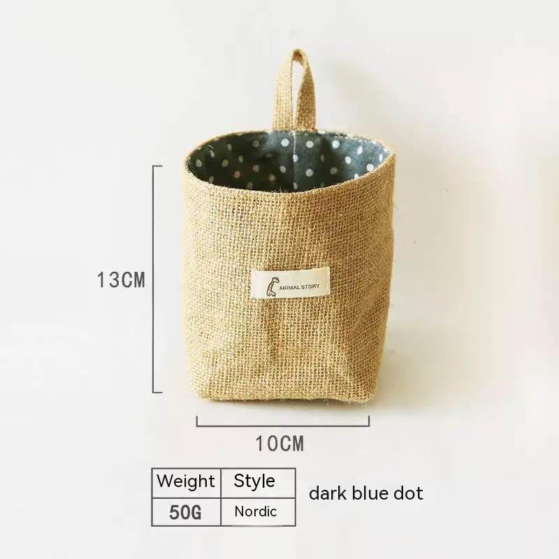 Wall-mounted Desktop Sundries Jute Storage Bag Bathroom S