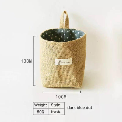 Wall-mounted Desktop Sundries Jute Storage Bag Bathroom S