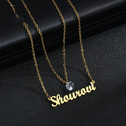 Double Layer Necklace Female English Alphabet Clavicle Pendant