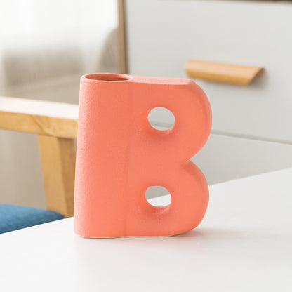 Frosted Letters AB Ceramic Vase Decoration European Retro Large-caliber Matte
