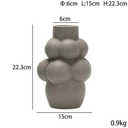 Simple Modern Bubble Ball Ceramic Vase Special-shaped Flower Container High-grade Indoor Soft Decoration