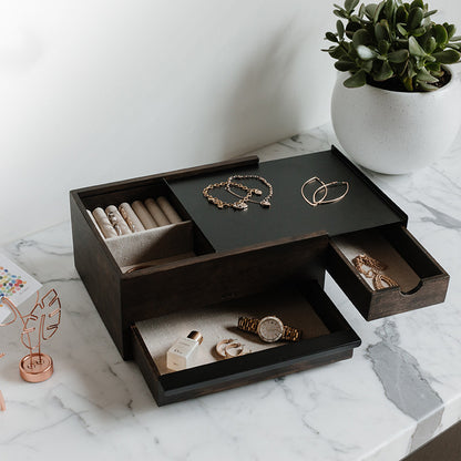 Jewelry Wooden Storage Box Simple Drawer Type Earrings