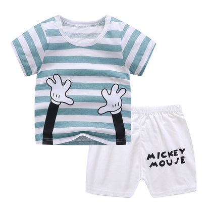 New Children's Short Sleeved Suit Baby  Cotton Short Sleeved