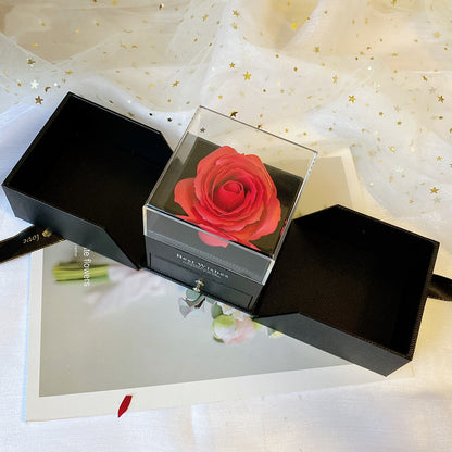 Preserved Flower Rose Flower Necklace Jewelry Box Gift