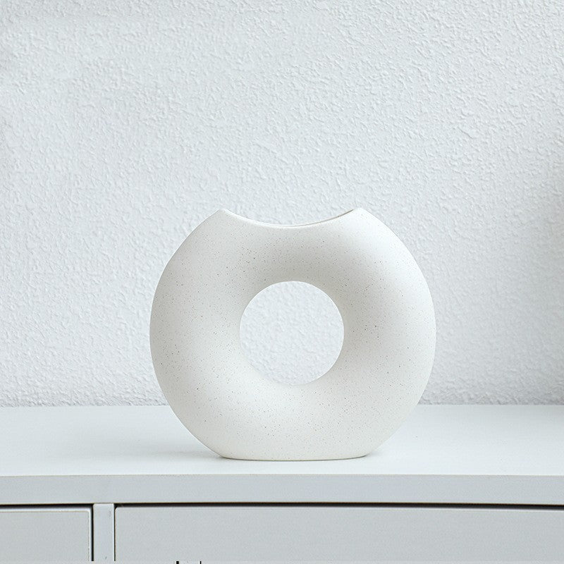 Nordic Style Simple Ceramic Vase Semicircle Creative Flower Device