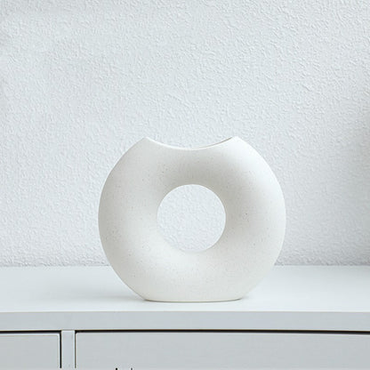 Nordic Style Simple Ceramic Vase Semicircle Creative Flower Device