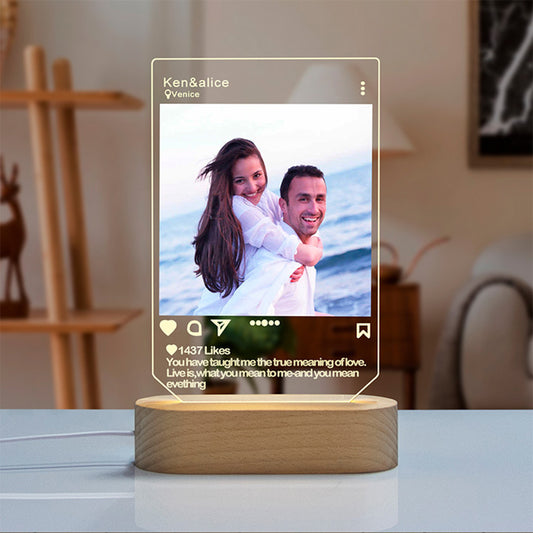 Valentines Day Gift Personalized 3D Lamp Custom Photo Text With Instagram Style 3D Led Lamp