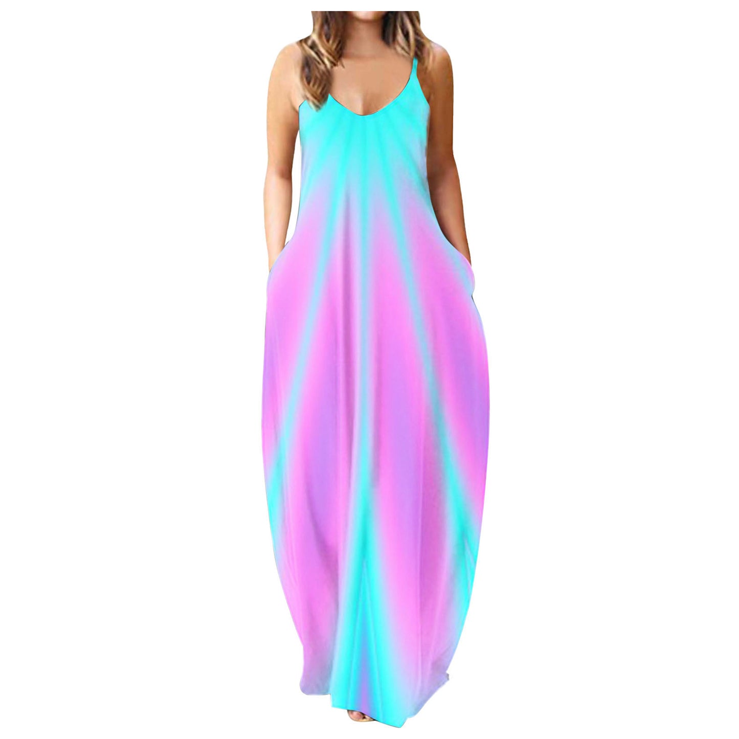Casual Print Plus Size Sling Long Dress