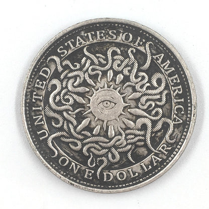 Deep Relief American Insect Skull Silver Dollar