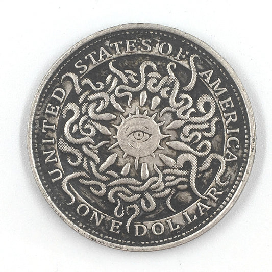 Deep Relief American Insect Skull Silver Dollar